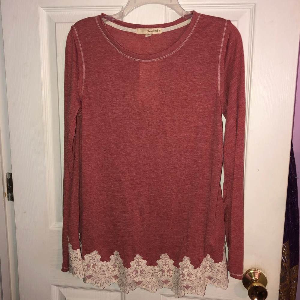 NWT Long Sleeve Tee with Lace Details